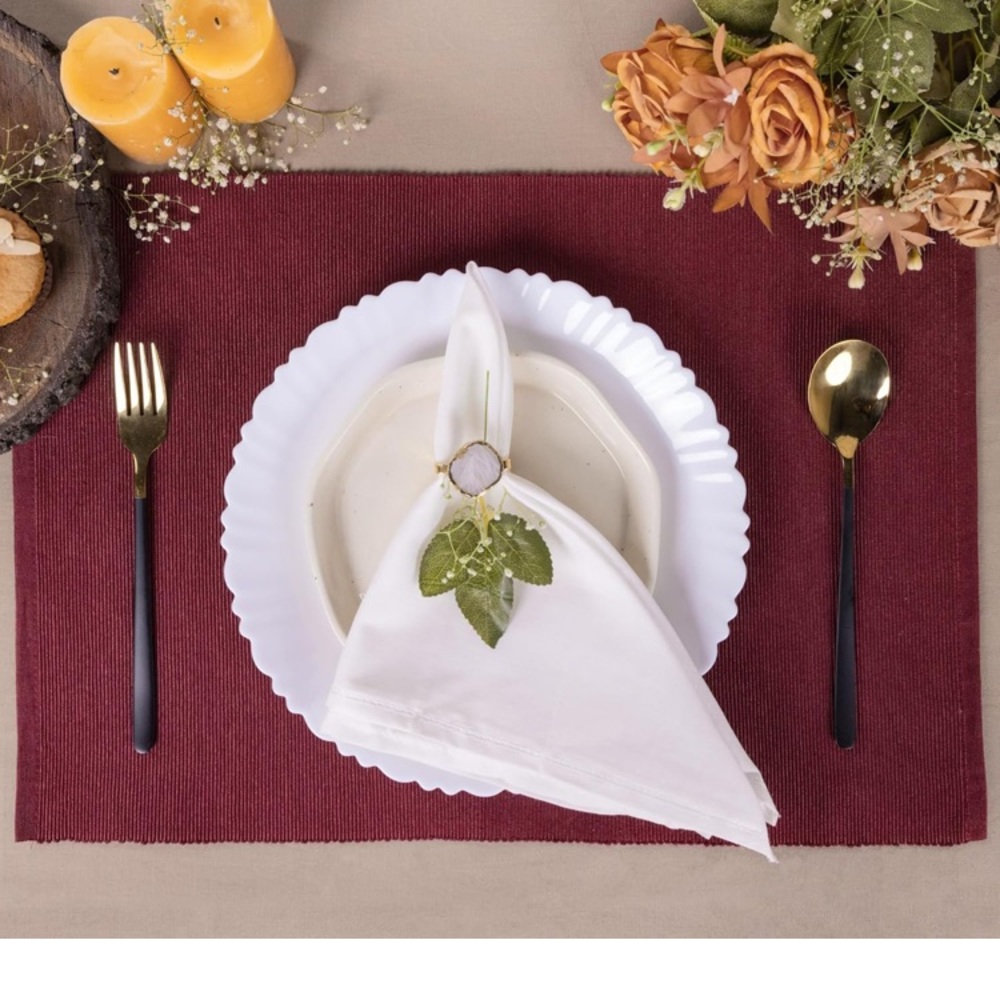 Vintage Dark Purple Wine Red Cotton Table Placemats Set of 12 Washable NWOT